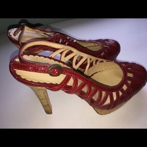 Gorgeous Boutique 58 True Red Cork Stilettos Heels In great condition.